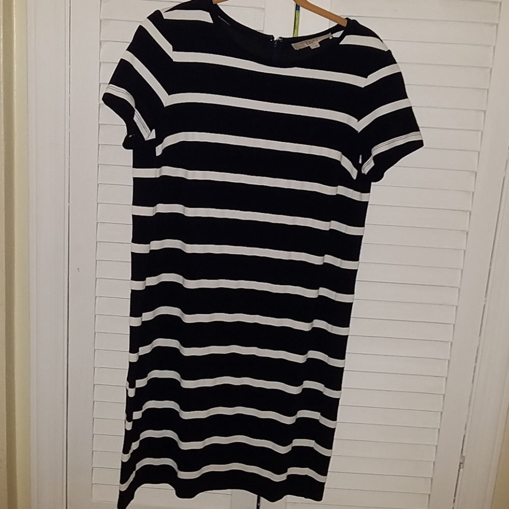Loft navy white stripe shift dress MP
